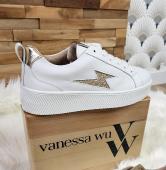 Baskets Vanessa Wu - Tania blanc et or à paillettes