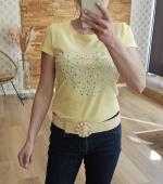 T-shirt jaune coeur de marguerites