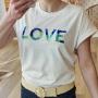T-shirt Love bleu